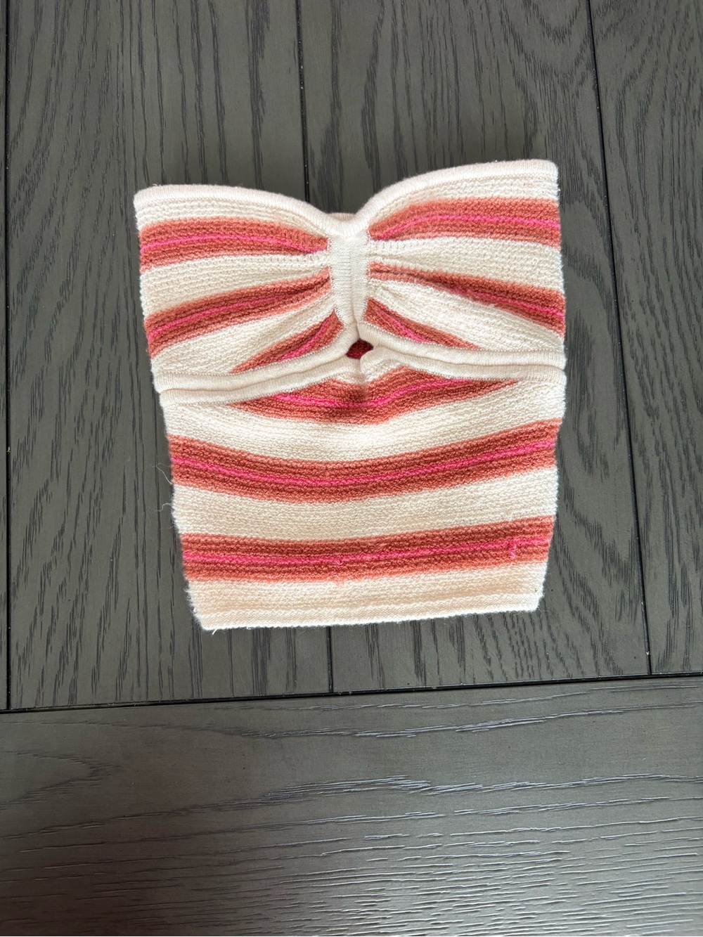 American Eagle Striped Knit Tube Top in Cream/ Pink
